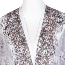 Load image into Gallery viewer, Premium Burnout Lace Floral Fringed Chiffon Kimono Cardigan Beach Cover Up
