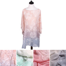 Load image into Gallery viewer, TrendsBlue Paisley Floral Ombre Chiffon Kimono Poncho Blouse Beach Cover up