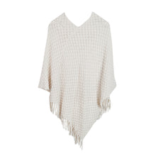 Load image into Gallery viewer, Premium Solid Color Soft Bobble Knit Tassel Crochet Poncho Cape Shawl Wrap