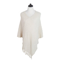 Load image into Gallery viewer, Premium Solid Color Soft Bobble Knit Tassel Crochet Poncho Cape Shawl Wrap