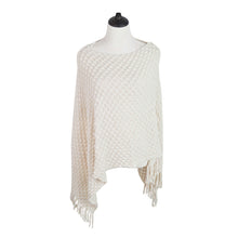 Load image into Gallery viewer, Premium Solid Color Soft Bobble Knit Tassel Crochet Poncho Cape Shawl Wrap