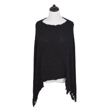 Load image into Gallery viewer, Premium Solid Color Soft Bobble Knit Tassel Crochet Poncho Cape Shawl Wrap