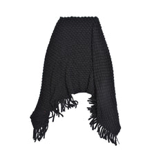 Load image into Gallery viewer, Premium Solid Color Soft Bobble Knit Tassel Crochet Poncho Cape Shawl Wrap