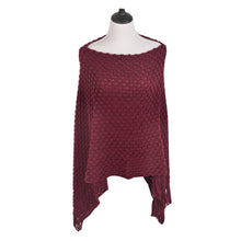 Load image into Gallery viewer, Premium Solid Color Soft Bobble Knit Tassel Crochet Poncho Cape Shawl Wrap
