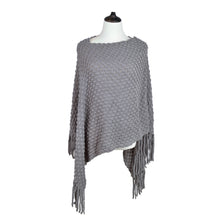 Load image into Gallery viewer, Premium Solid Color Soft Bobble Knit Tassel Crochet Poncho Cape Shawl Wrap