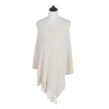 Load image into Gallery viewer, Premium Solid Color Soft Knit Pullover Winter Fringe Poncho Shawl Wrap Cape