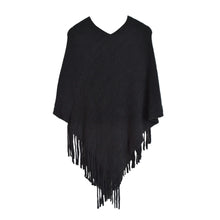 Load image into Gallery viewer, Premium Solid Color Soft Knit Pullover Winter Fringe Poncho Shawl Wrap Cape