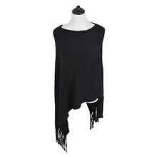 Load image into Gallery viewer, Premium Solid Color Soft Knit Pullover Winter Fringe Poncho Shawl Wrap Cape