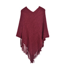 Load image into Gallery viewer, Premium Solid Color Soft Knit Pullover Winter Fringe Poncho Shawl Wrap Cape