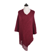 Load image into Gallery viewer, Premium Solid Color Soft Knit Pullover Winter Fringe Poncho Shawl Wrap Cape