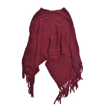Load image into Gallery viewer, Premium Solid Color Soft Knit Pullover Winter Fringe Poncho Shawl Wrap Cape