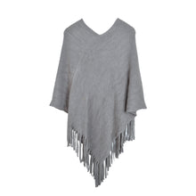 Load image into Gallery viewer, Premium Solid Color Soft Knit Pullover Winter Fringe Poncho Shawl Wrap Cape