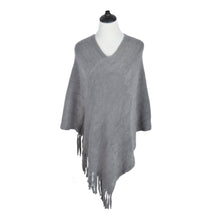 Load image into Gallery viewer, Premium Solid Color Soft Knit Pullover Winter Fringe Poncho Shawl Wrap Cape