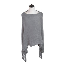 Load image into Gallery viewer, Premium Solid Color Soft Knit Pullover Winter Fringe Poncho Shawl Wrap Cape