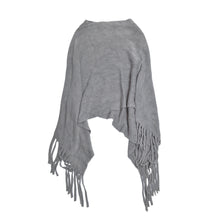 Load image into Gallery viewer, Premium Solid Color Soft Knit Pullover Winter Fringe Poncho Shawl Wrap Cape