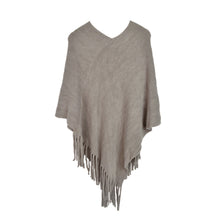 Load image into Gallery viewer, Premium Solid Color Soft Knit Pullover Winter Fringe Poncho Shawl Wrap Cape