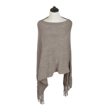 Load image into Gallery viewer, Premium Solid Color Soft Knit Pullover Winter Fringe Poncho Shawl Wrap Cape