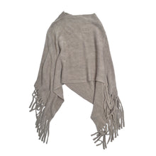 Load image into Gallery viewer, Premium Solid Color Soft Knit Pullover Winter Fringe Poncho Shawl Wrap Cape
