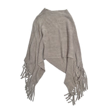 Load image into Gallery viewer, Premium Solid Color Soft Knit Pullover Winter Fringe Poncho Shawl Wrap Cape