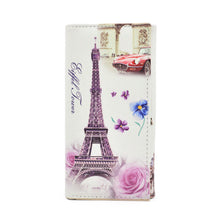 Load image into Gallery viewer, Premium France Eiffel Tower Paris Floral Print PU Leather Continental Wallet
