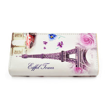 Load image into Gallery viewer, Premium France Eiffel Tower Paris Floral Print PU Leather Continental Wallet

