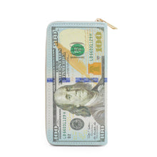 Load image into Gallery viewer, US Dollar USD $100 Currency Money Bill Print PU Leather Zip Around Wallet