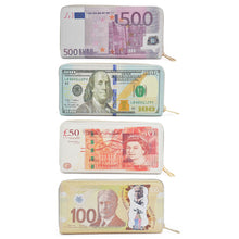 Load image into Gallery viewer, Premium Currency Money Print PU Leather Zip Around Wallet