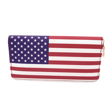 Load image into Gallery viewer, Premium USA US American Flag Print PU Leather Zip Around Wallet