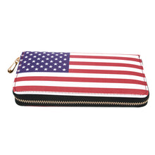 Load image into Gallery viewer, Premium USA US American Flag Print PU Leather Zip Around Wallet