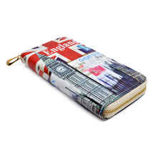 Load image into Gallery viewer, Premium British Union Jack Flag London City Print PU Leather Zip Around Wallet
