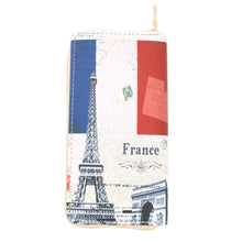 Load image into Gallery viewer, Premium Vintage France Flag Eiffel Tower City Print PU Leather Zip Around Wallet