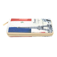 Load image into Gallery viewer, Premium Vintage France Flag Eiffel Tower City Print PU Leather Zip Around Wallet