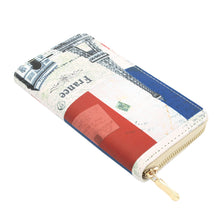Load image into Gallery viewer, Premium Vintage France Flag Eiffel Tower City Print PU Leather Zip Around Wallet
