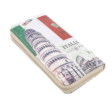 Load image into Gallery viewer, Premium Italy Flag Pisa Tower City Landmark Print PU Leather Zip Around Wallet