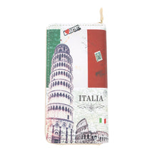 Load image into Gallery viewer, Premium Italy Flag Pisa Tower City Landmark Print PU Leather Zip Around Wallet