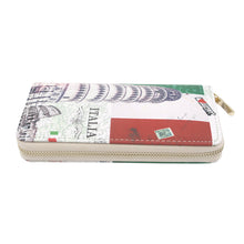 Load image into Gallery viewer, Premium Italy Flag Pisa Tower City Landmark Print PU Leather Zip Around Wallet