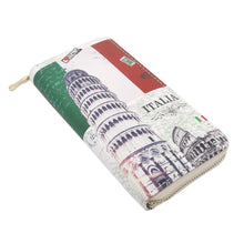 Load image into Gallery viewer, Premium Italy Flag Pisa Tower City Landmark Print PU Leather Zip Around Wallet