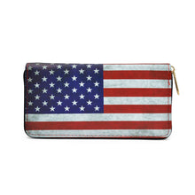 Load image into Gallery viewer, Premium Vintage USA US American Flag Print PU Leather Zip Around Wallet