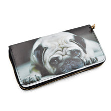 Load image into Gallery viewer, Premium Cute Pug Puppy Dog Animal Print PU Leather Zip Around Wallet
