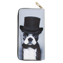 Load image into Gallery viewer, Boston Terrier Gentleman Puppy Dog Animal Print PU Leather Zip Around Wallet
