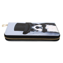 Load image into Gallery viewer, Boston Terrier Gentleman Puppy Dog Animal Print PU Leather Zip Around Wallet