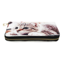 Load image into Gallery viewer, Premium Cute Brown Kitty Cat Animal Print PU Leather Zip Around Wallet