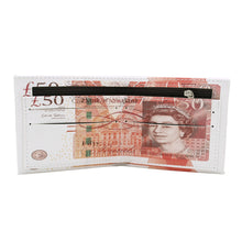 Load image into Gallery viewer, TrendsBlue Premium British Pound 50 GBP Bill Money Print PU Leather Bifold Wallet