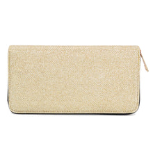 Load image into Gallery viewer, Premium Glitter Fabric Bling Continental Zip Around Wallet