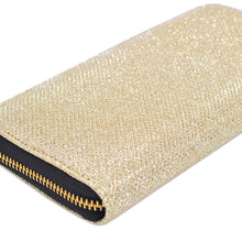 Load image into Gallery viewer, Premium Glitter Fabric Bling Continental Zip Around Wallet