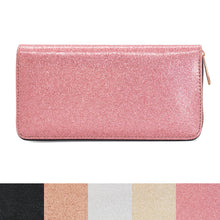 Load image into Gallery viewer, Premium Glitter Bling Smooth Vegan Leather Continental Zip Around Wallet