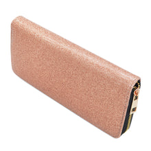 Load image into Gallery viewer, Premium Glitter Bling Smooth Vegan Leather Continental Zip Around Wallet