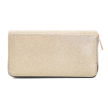 Load image into Gallery viewer, Premium Glitter Bling Smooth Vegan Leather Continental Zip Around Wallet