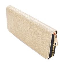 Load image into Gallery viewer, Premium Glitter Bling Smooth Vegan Leather Continental Zip Around Wallet