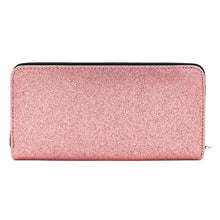 Load image into Gallery viewer, Premium Glitter Bling Smooth Vegan Leather Continental Zip Around Wallet